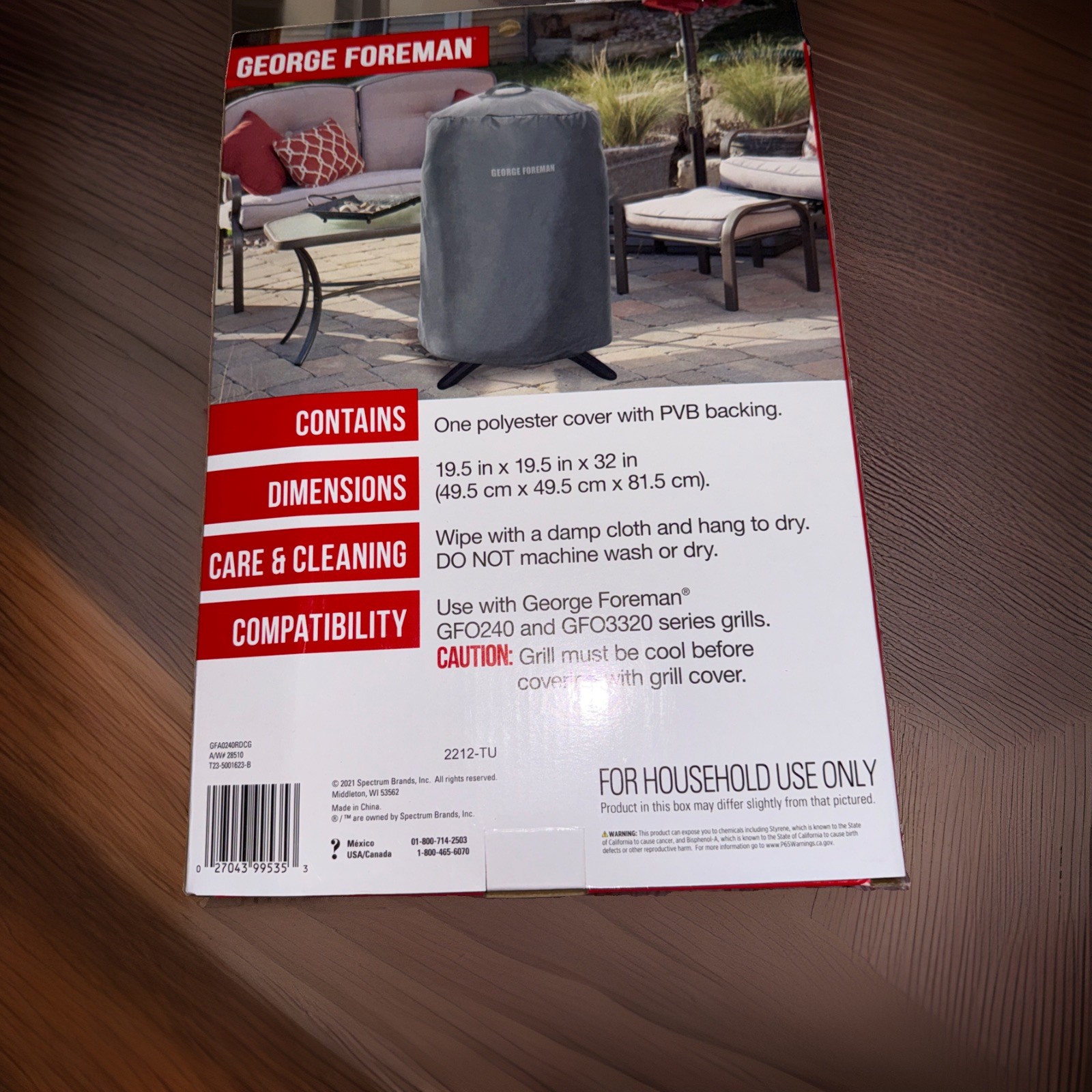George Foreman GFO240 And GFO3320 Round Grill Cover, Gray BBQ Grill Outdoor Cook