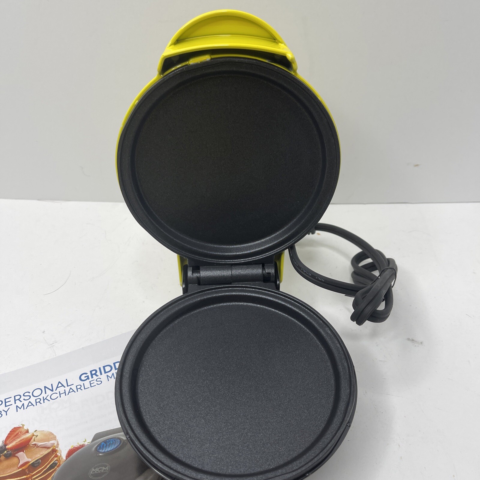 MCM Personal Non Stick Griddle Yellow with Recipe Guide NIB