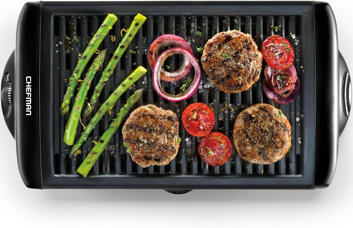 Non-Stick Indoor Grill with Dishwasher Safe Tray & 150 Sq. Inch Cooking Surface