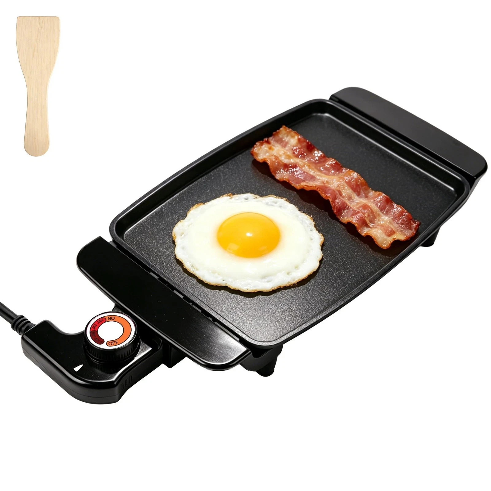 I-Keukenn Small Electric Griddle, 10 Inch Mini Ceramic 12.8*7*2.1 lnch, Black