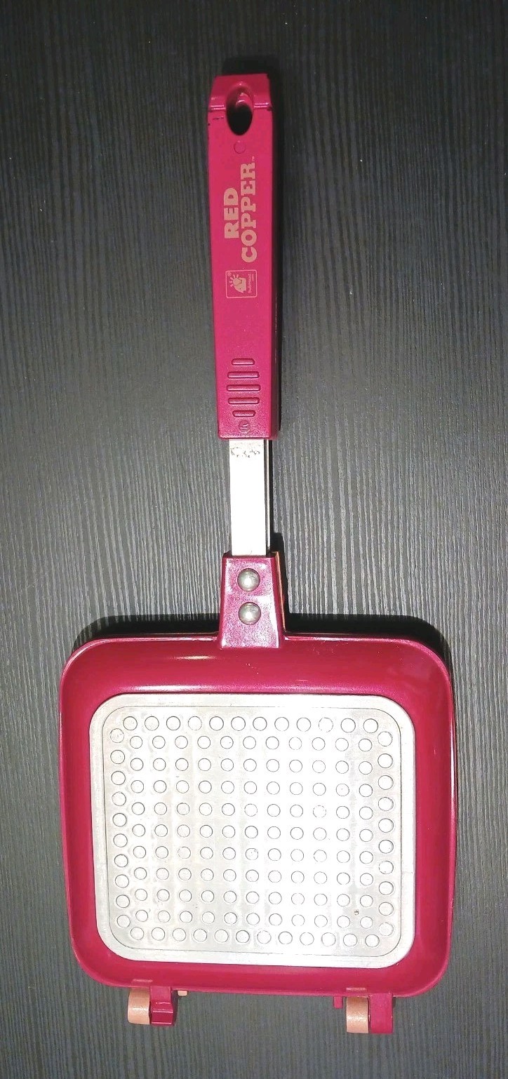 Flipwich Red Copper Non-Stick Sandwich and Panini Maker Stovetop Campfire Grill