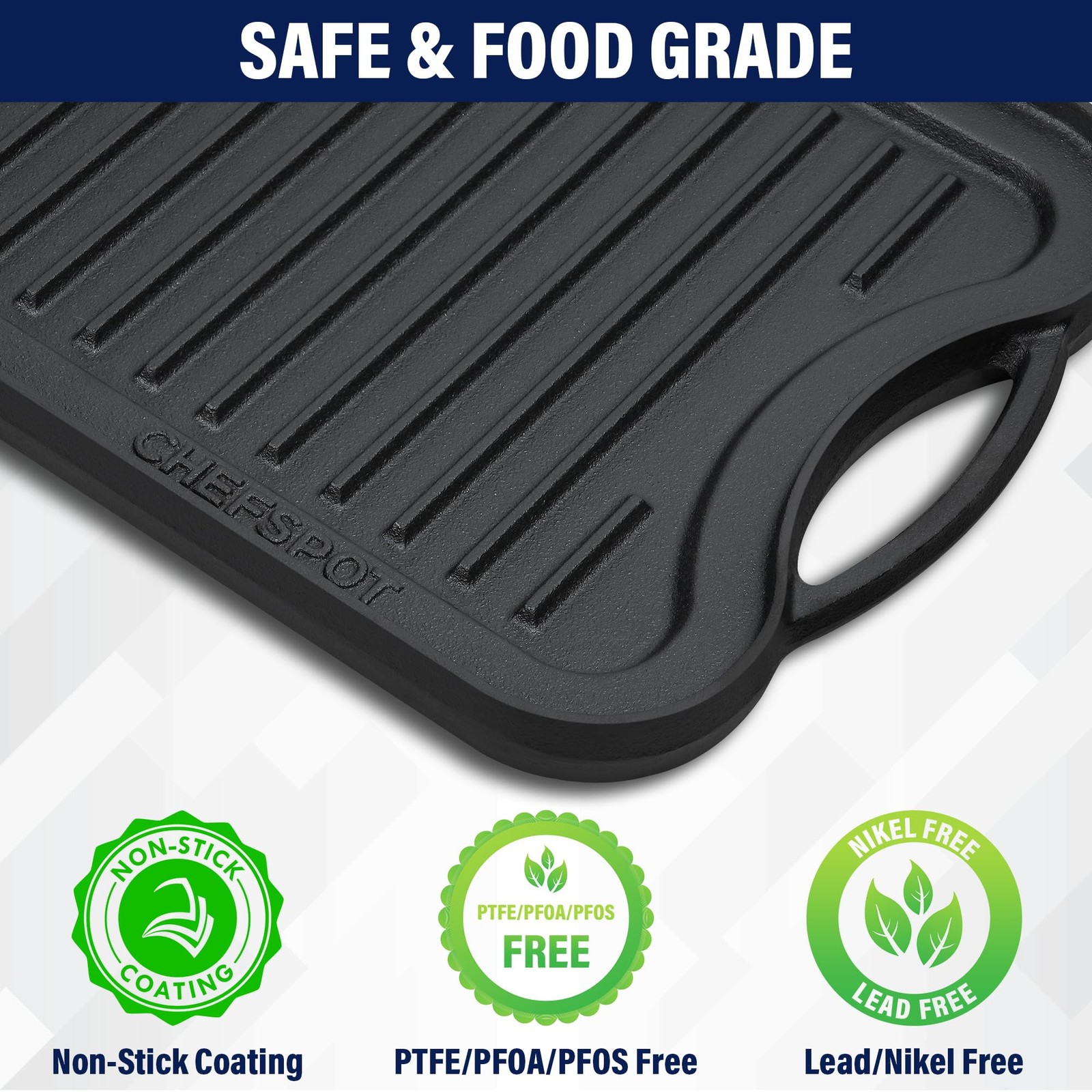 Griddle Pan Stove Top 20 Inch Reversible Cast Iron Double Burner Plate