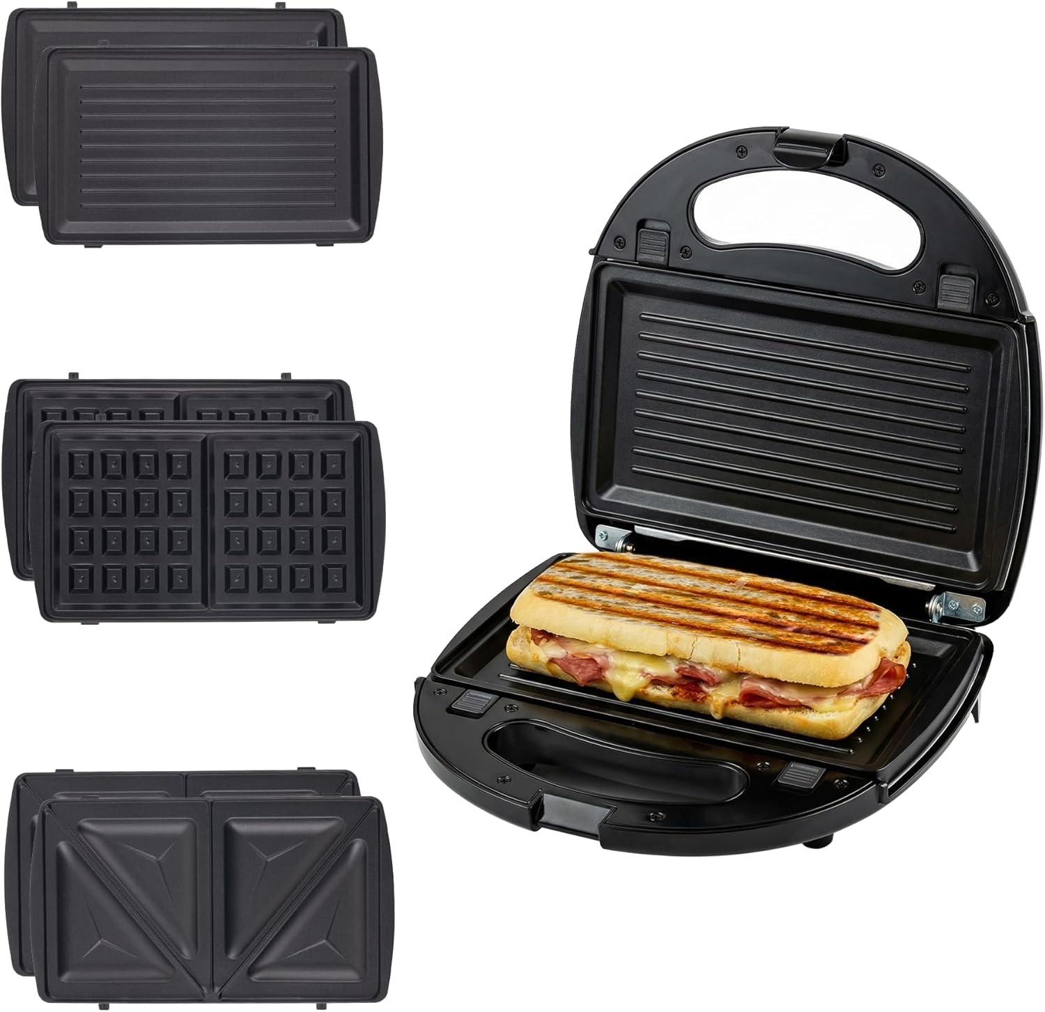 Electric Sandwich Maker with Non-Stick Plates, Indicator Lights, Cool Touch Hand