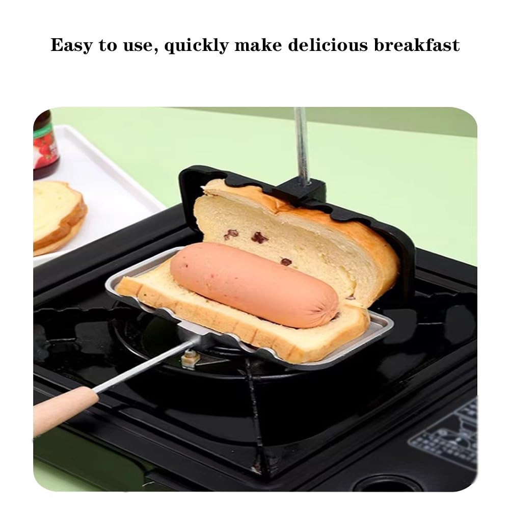 Double-Sided Hot Sandwich Maker & Toaster, Nonstick Frying Pan for Breakfast, Re