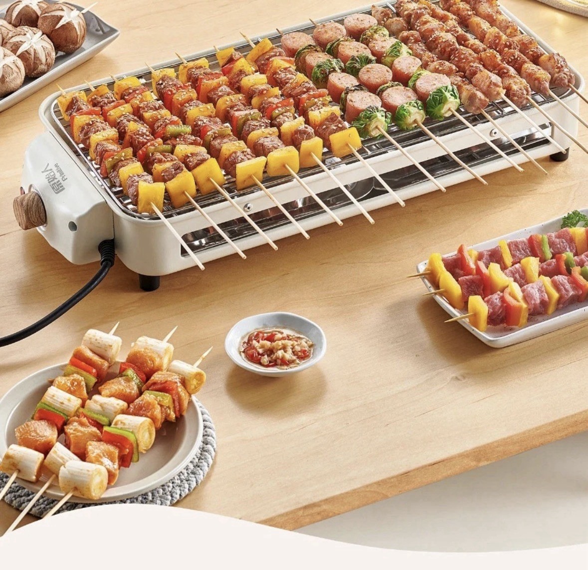 1500W Electric Barbecue Grill 2 In 1 Indoor BBQ Griddle Hot Plate Smokeless