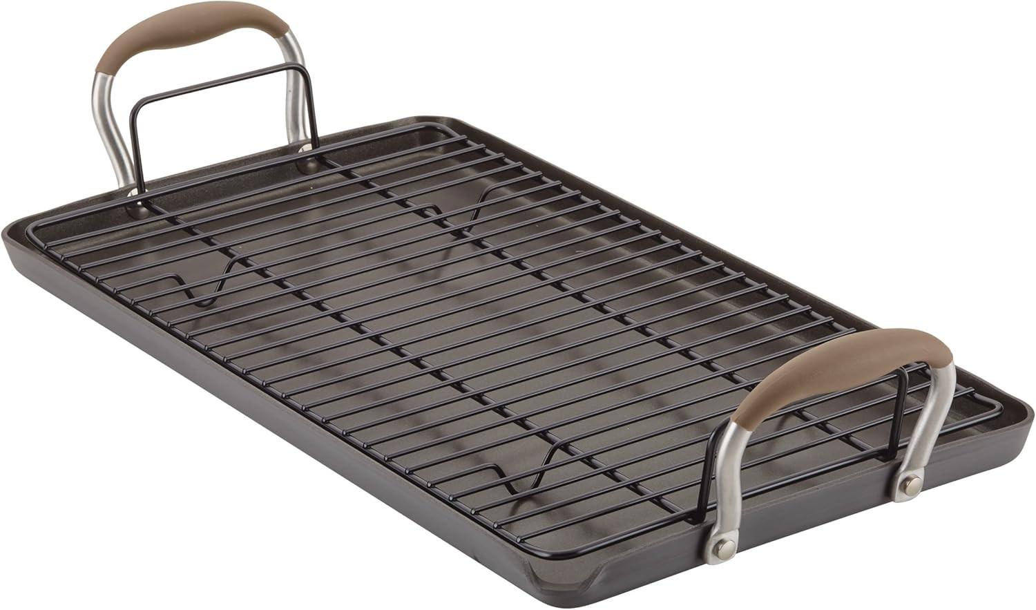Advanced Home Hard Anodized Nonstick Double Burner Griddle/Grill Pan with Roasti