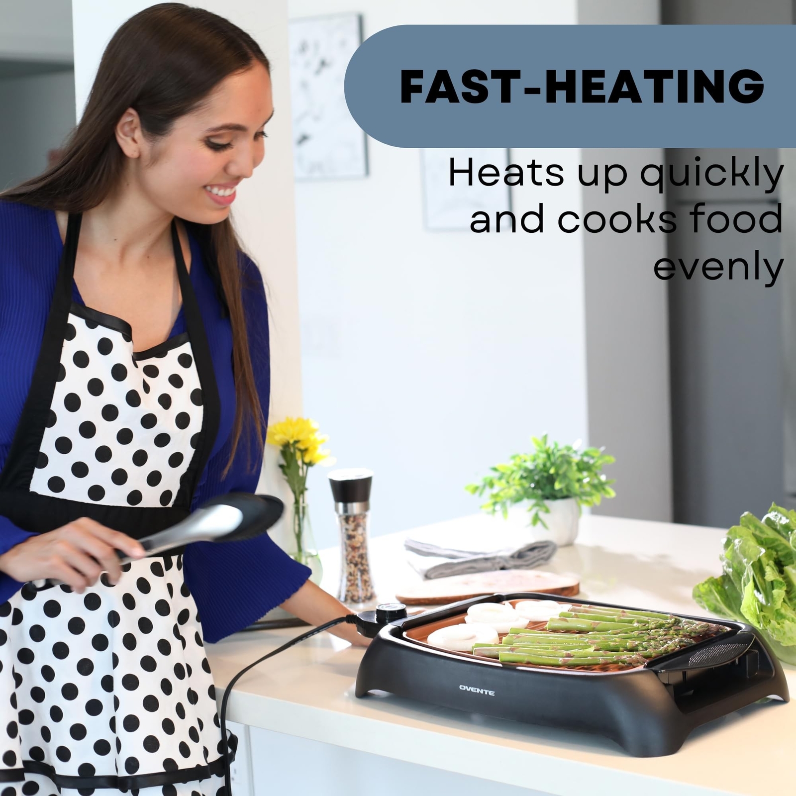 OVENTE Electric Indoor Grill with 13×10 Inch Non-Stick Cooking Surface, 1000W…