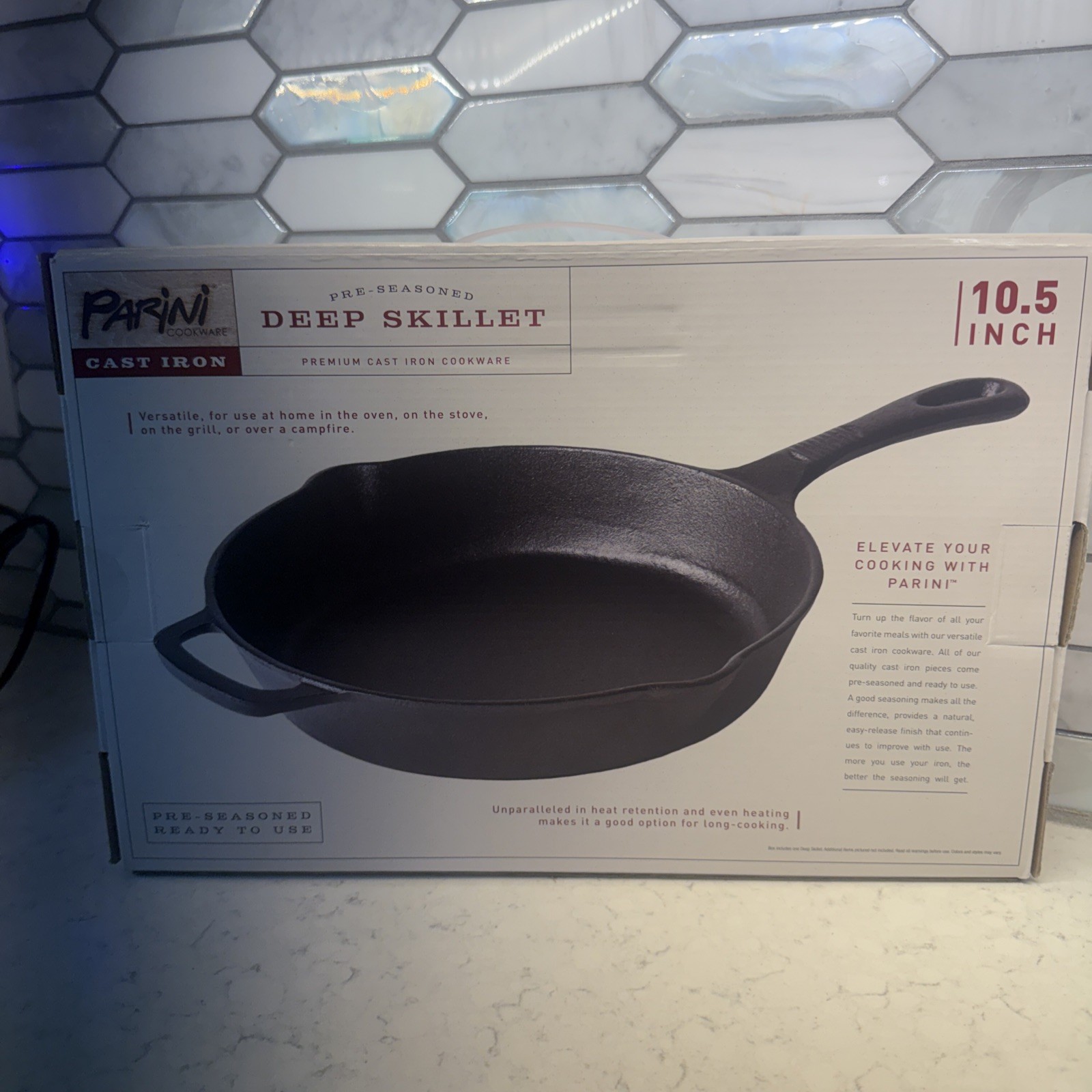 Parini Premium Cast Iron Pre-Season 10.5″ Round DEEP SKILLET – NEW