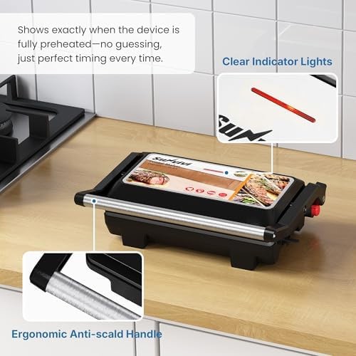 Panini Press Grill Indoor: Sandwich Maker with Nonstick Plates, Easy to Clean…