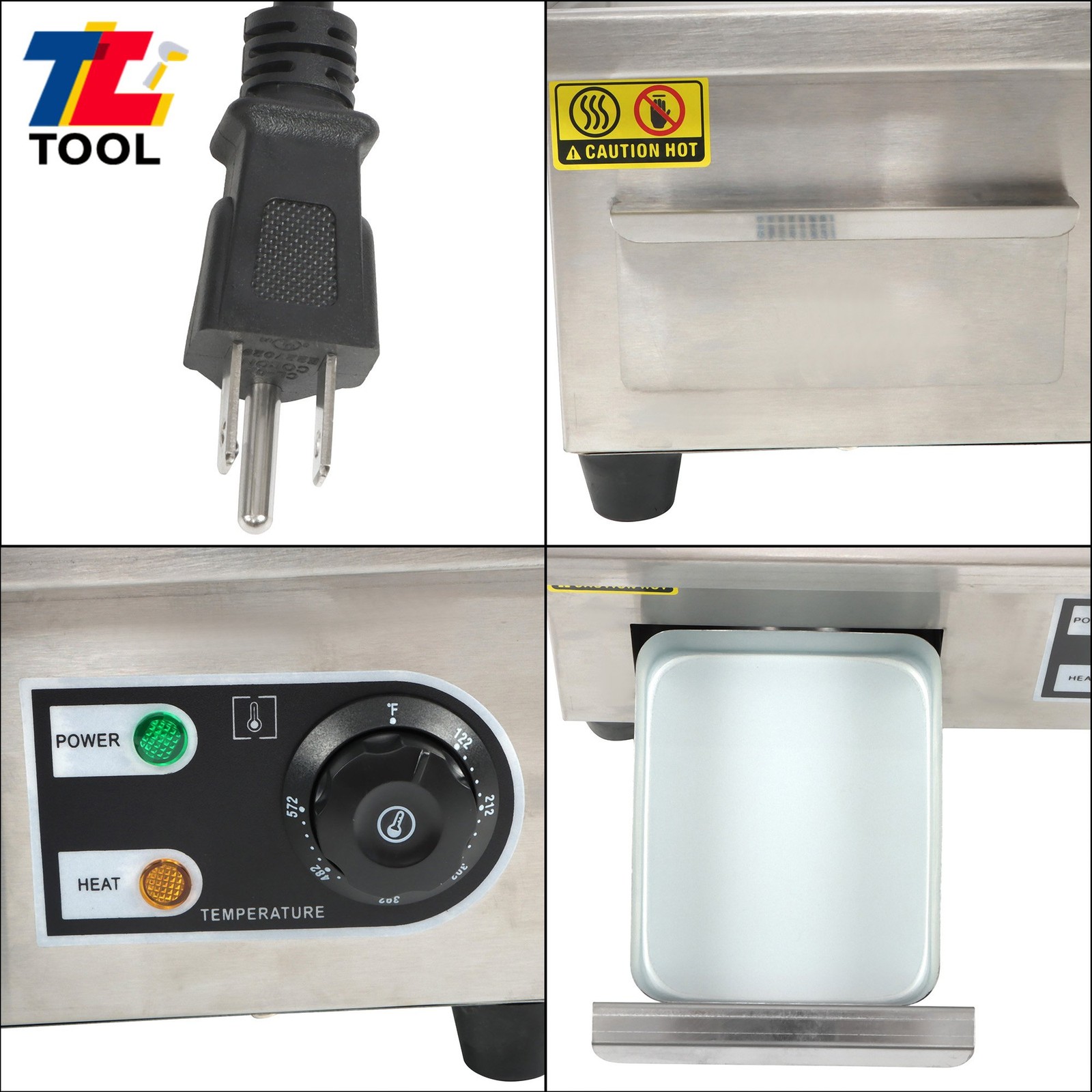 Stainless Steel Electric Griddle, 1500W, 14in Flat Top for Home & Restaurant