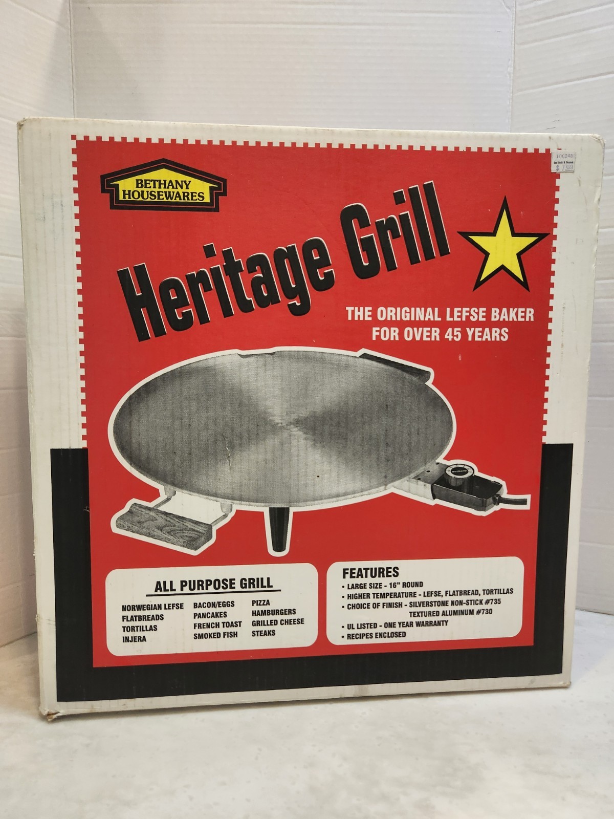 Bethany Housewares Heritage Lefse Baker Grill #730 Textured Aluminum 16″ Round