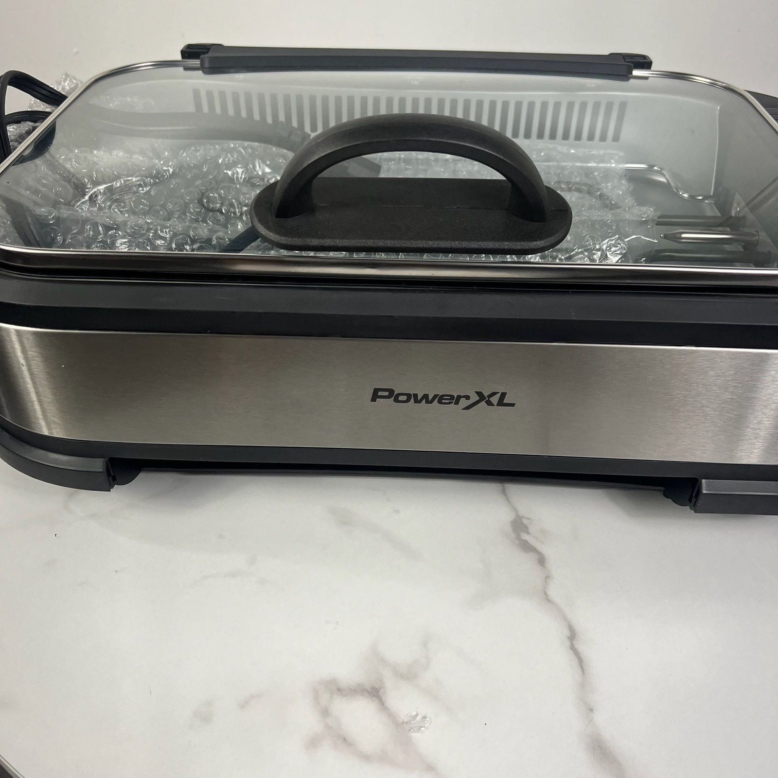 PowerXL PG-1500FDR Smokeless Indoor Electric Grill Glass Lid Griddle Plate