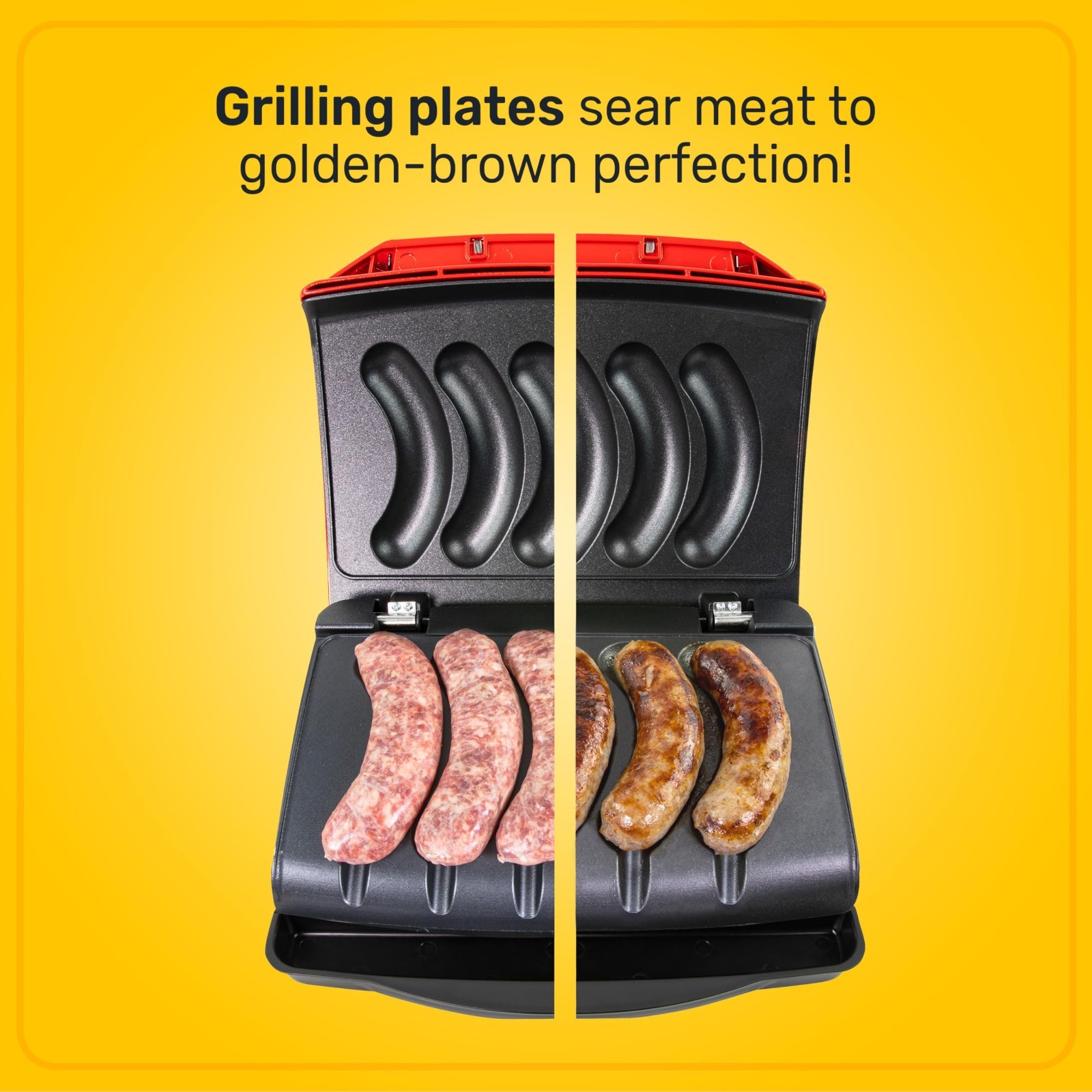 Electric Grill for Sausages & Brats – 5 Link Capacity, Oil Drip Tray, Carry Hand