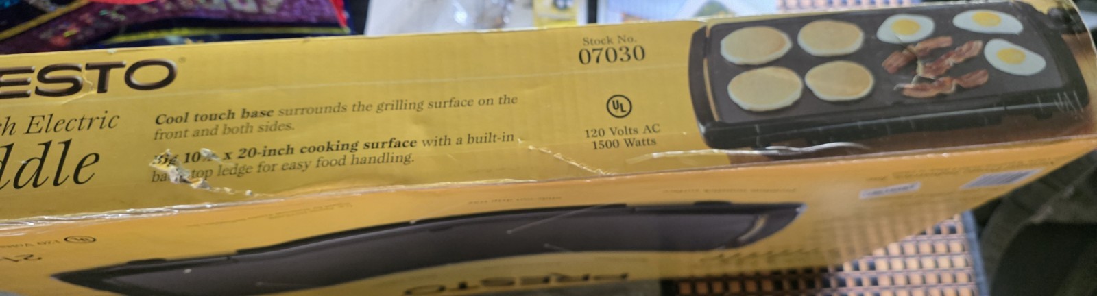 Presto Cool-Touch Electric Black 20″x10″ Griddle Model 07030 New in Original Box