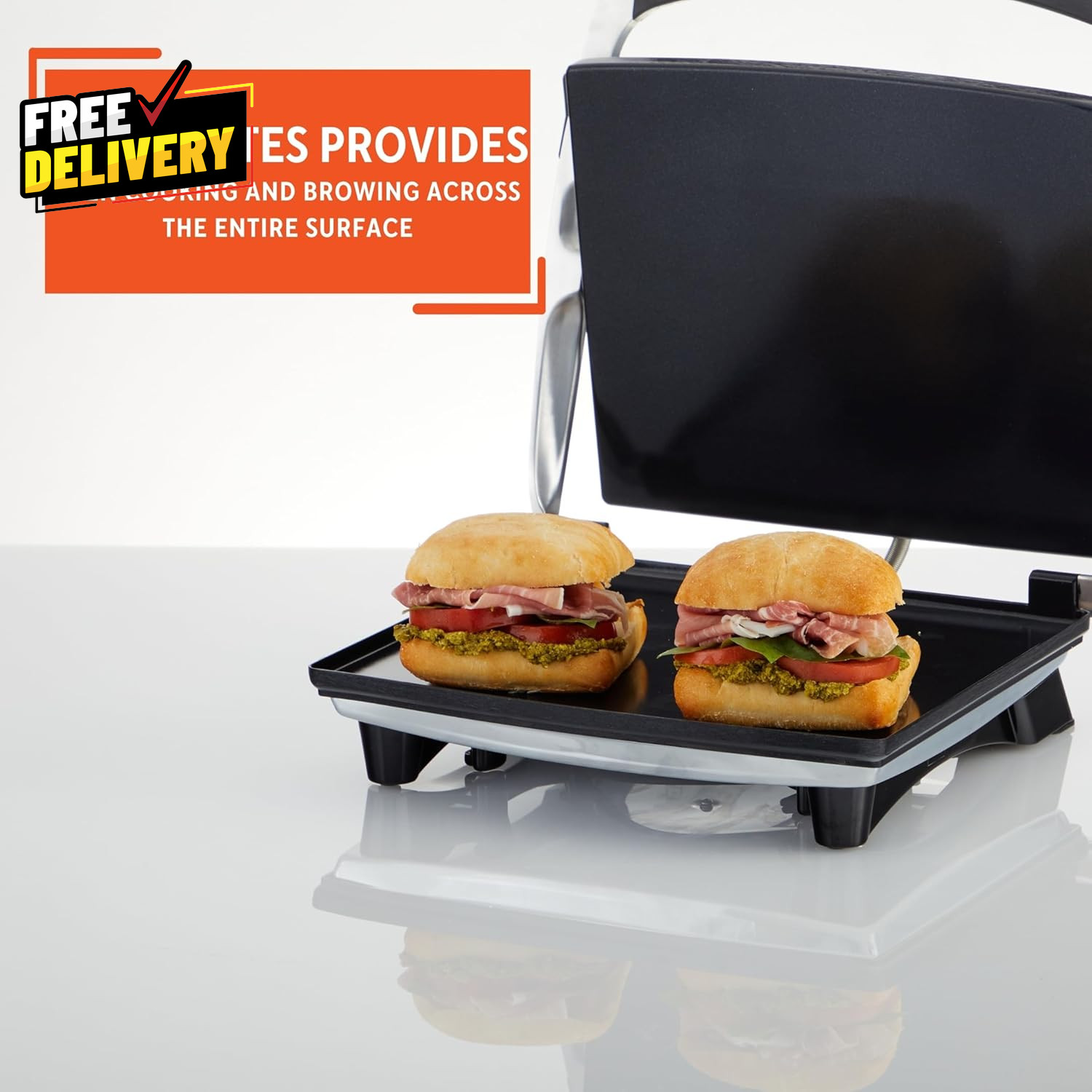 12X 10 Inches Stainless Steel Panini Press Sandwich Maker with Ceramic Nonst…