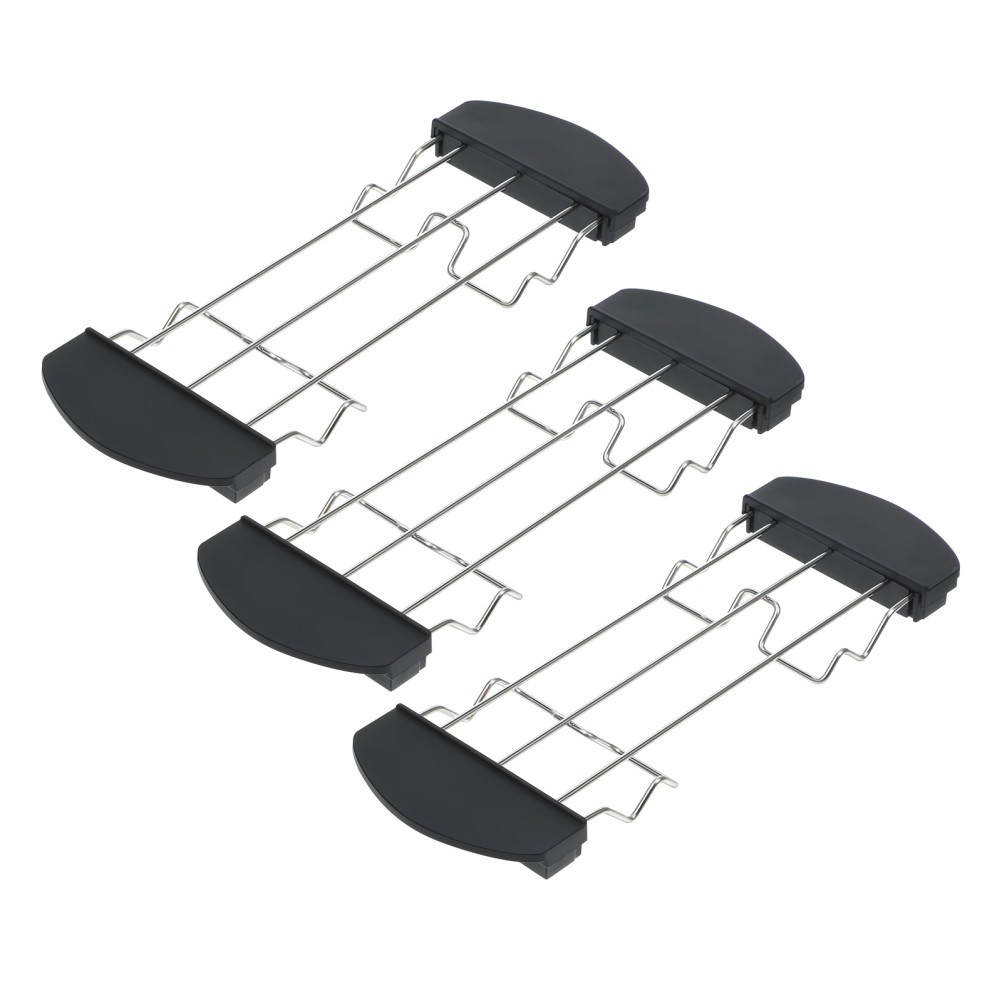 3Pcs Black Stainless Steel Toast Stand Cooling Grid for Home Kitchen Use