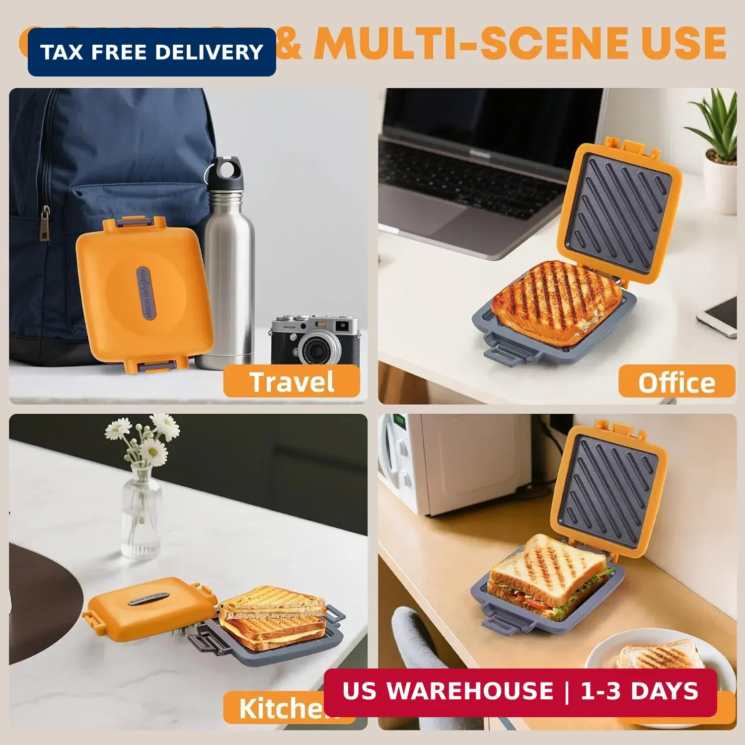 Microwave Sandwich Maker, Snack Maker & Panini Press, Removable Non-Stick Plates