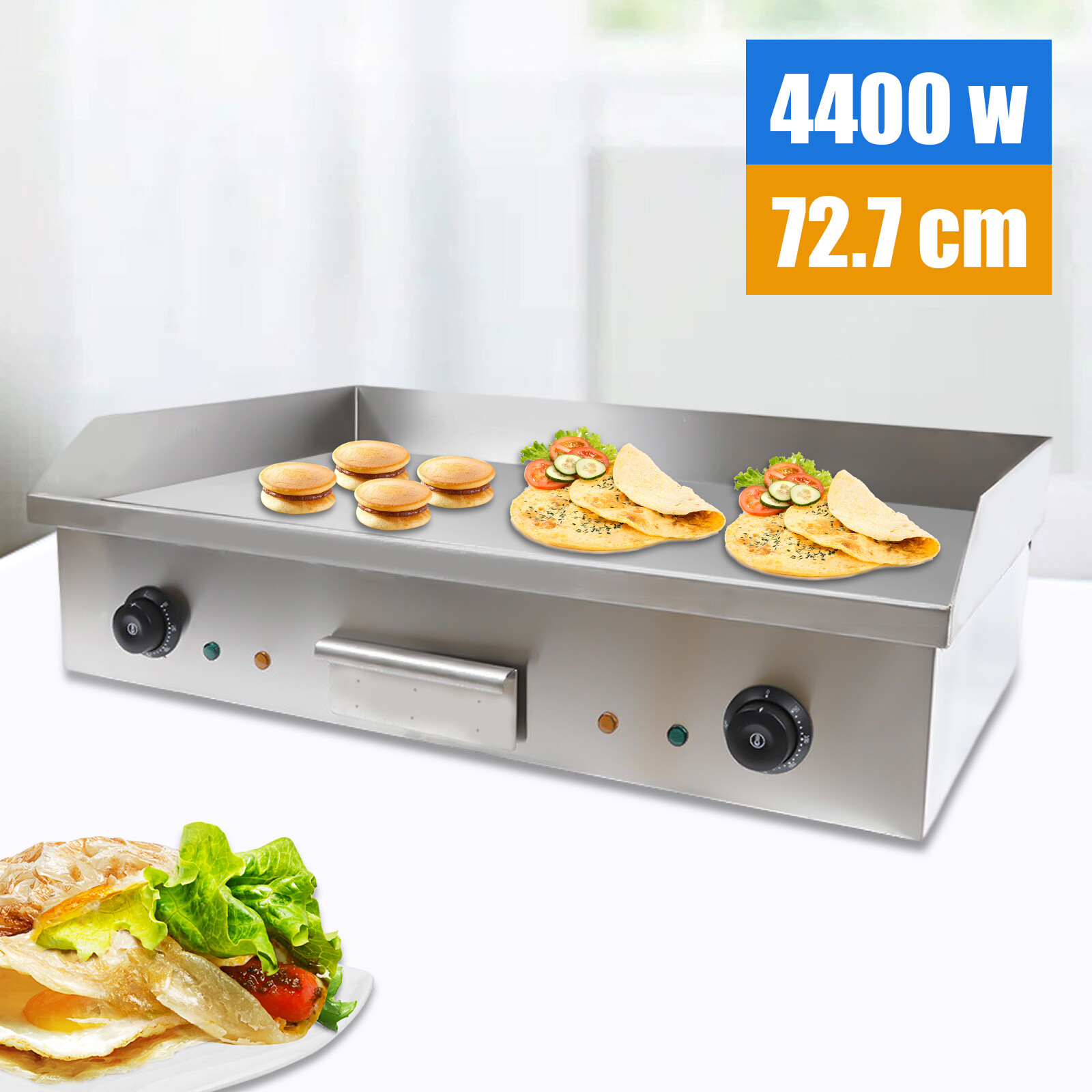 Double Control Electric Griddle Barbecue Cooktop 72.7*40cm Hot Plate 3kw