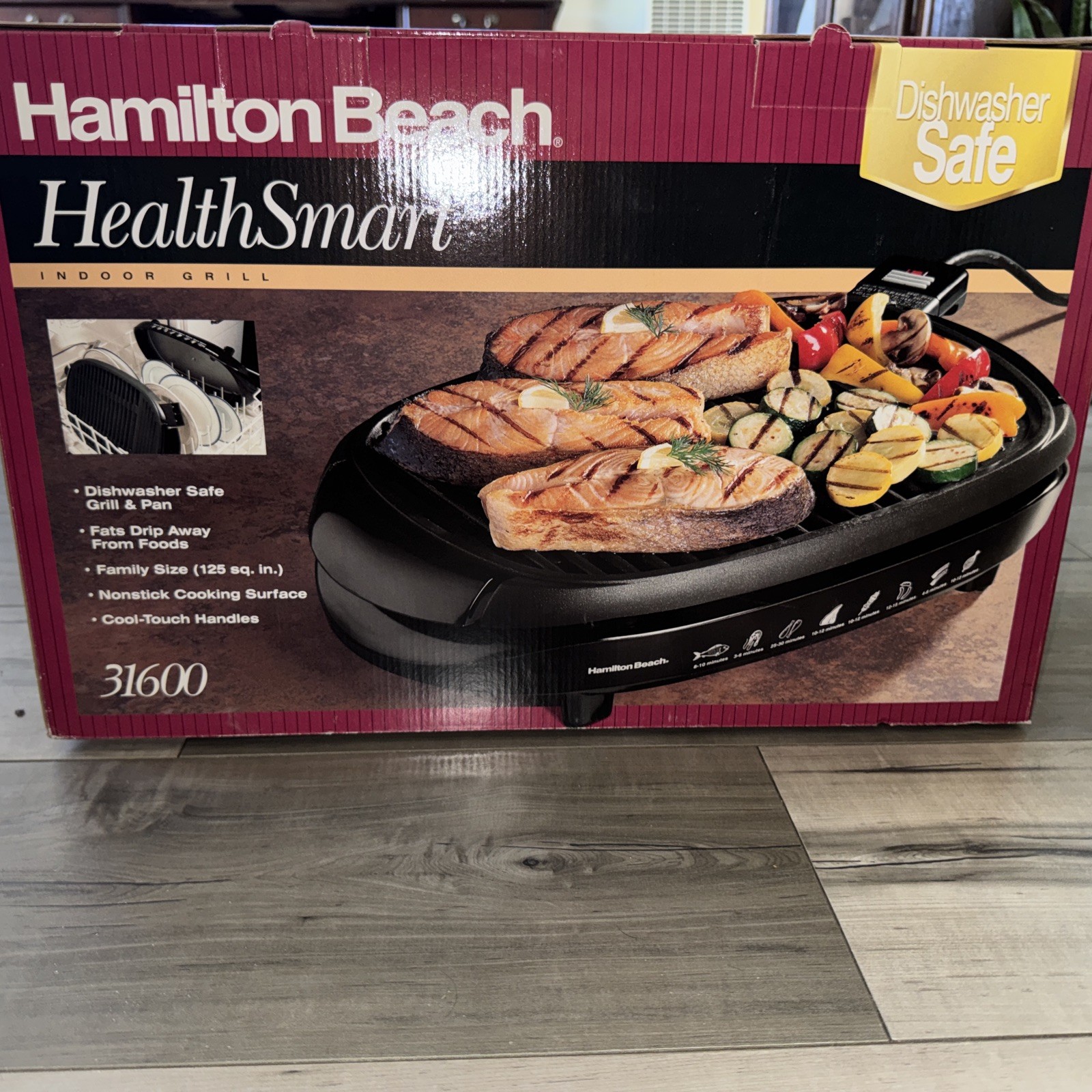 Hamilton Beach Indoor Health Smart Grill 31600, Nonstick, Dishwasher Safe,