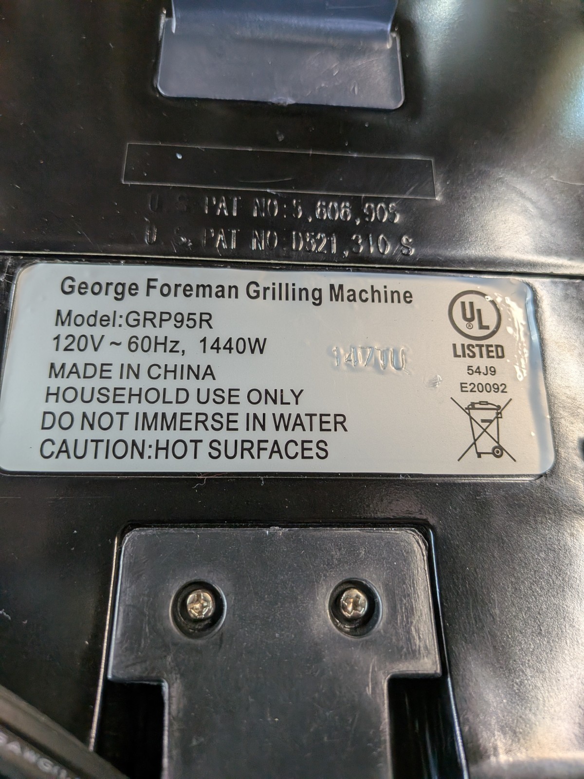 George Foreman GRP95R Red Electric Grill Removable Plates Digital Tested Works