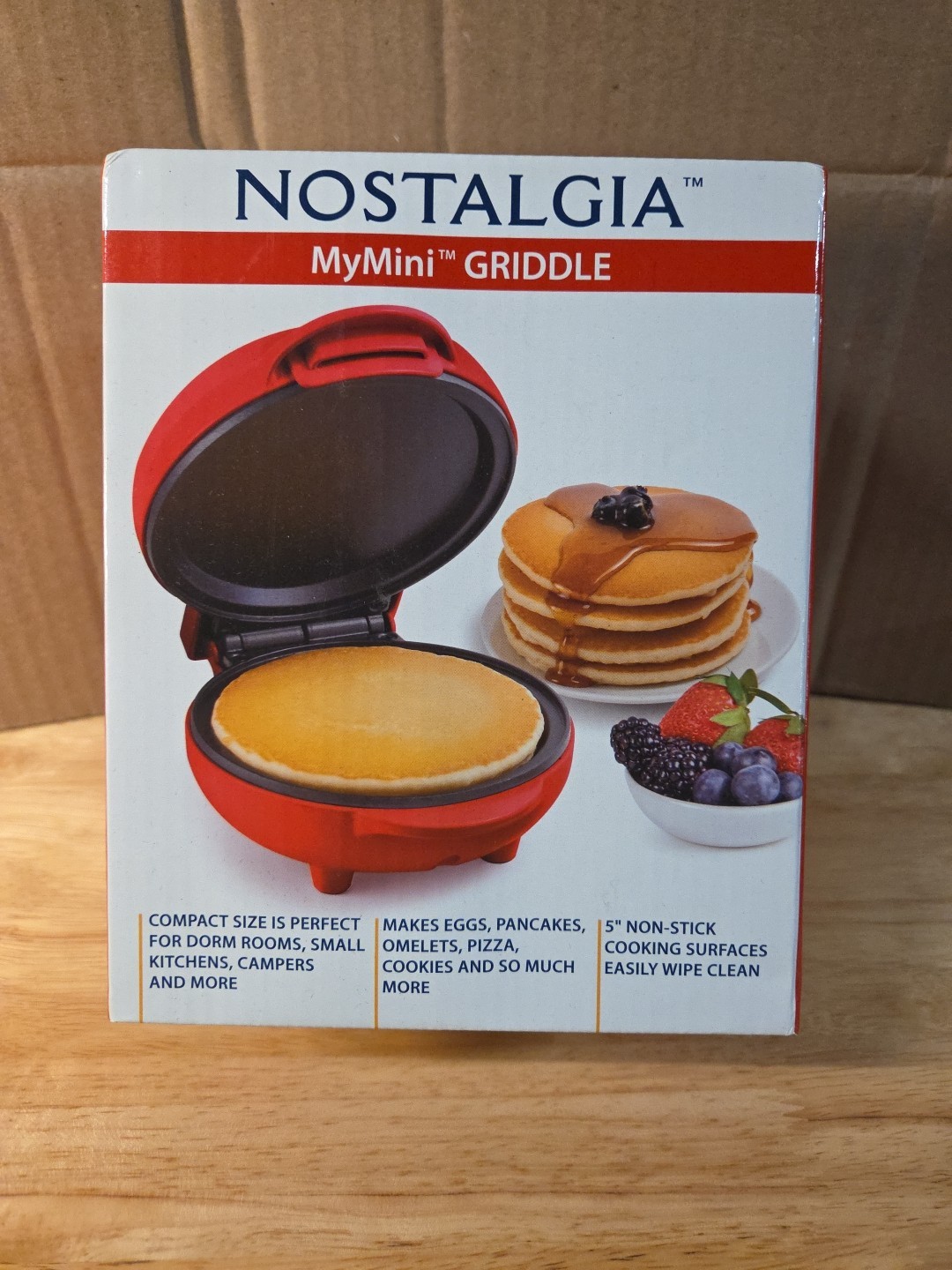 Nostalgia MyMini Deluxe Griddle Red Non Stick 5″ Mini Compact Pancake Maker New