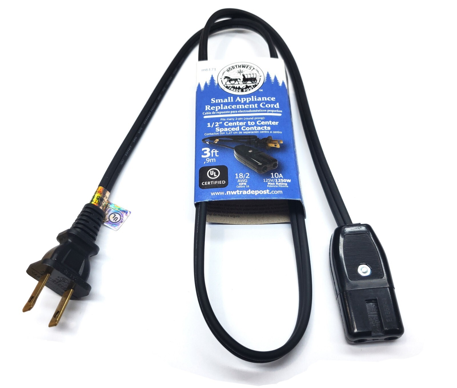 Power Cord for Contempra Char-B-Que Indoor Electric Grill Model ECB-25 & EIG-1