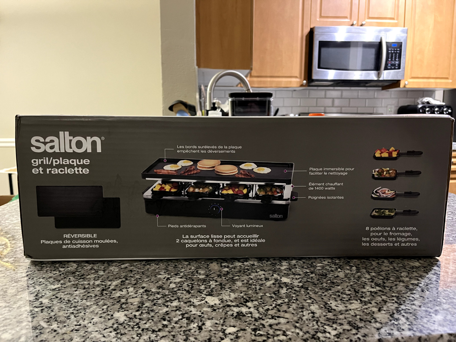 New Salton Indoor Electric Party Grill/Griddle & Raclette -8 Person-Black