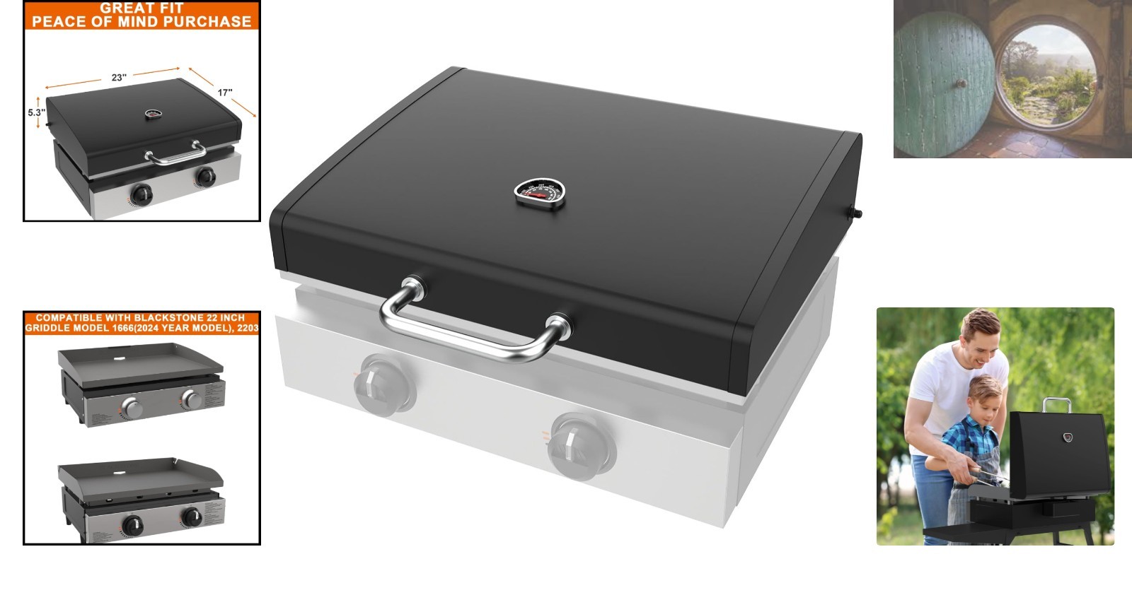 Upgraded Hinged Lid for Blackstone 1666 Griddle | 22-Inch Hard Cover Accessory