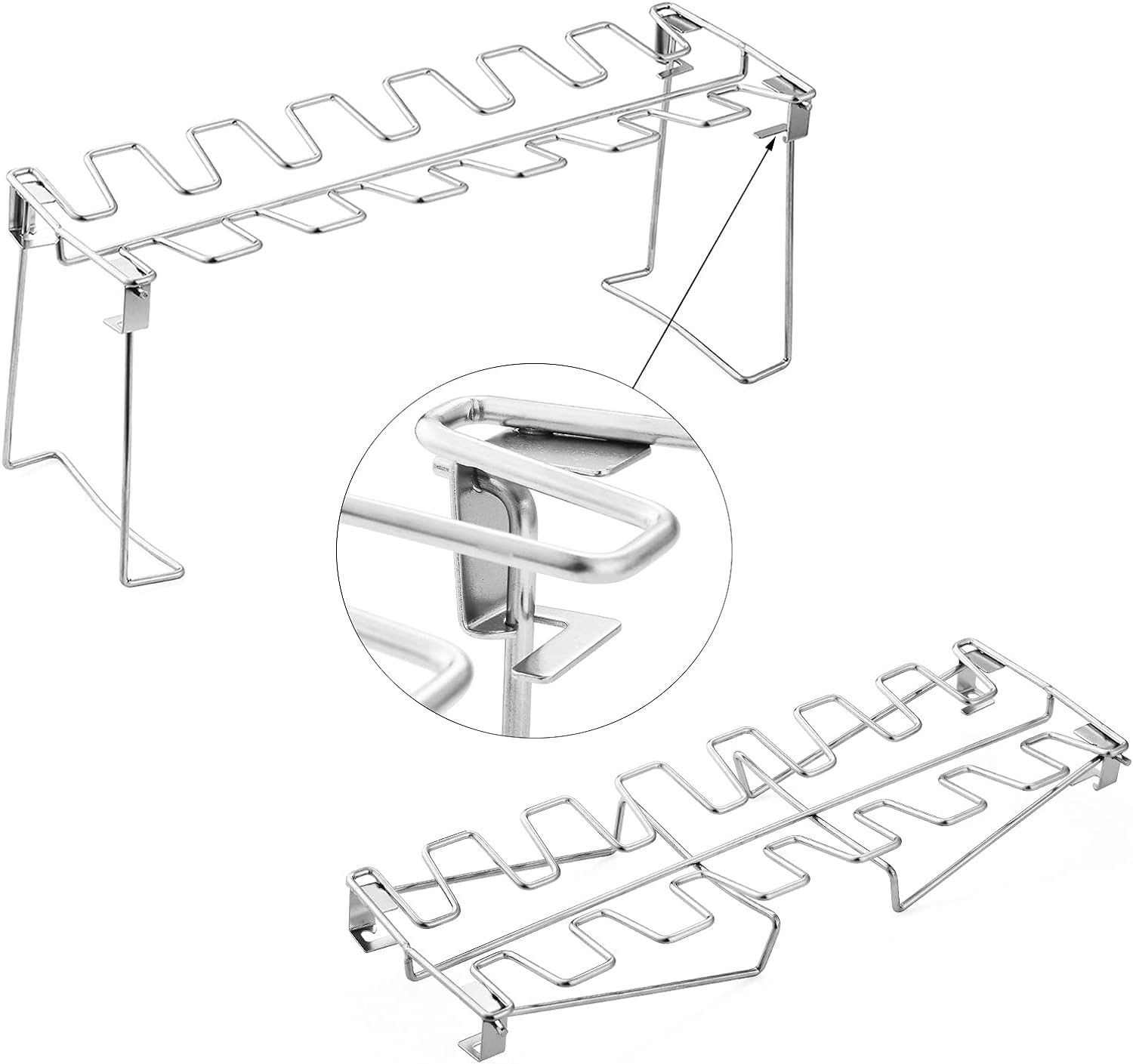 Chicken Leg And Wing Rack For Grill Smoker Oven – Easy To Use 1 Pack, Silver