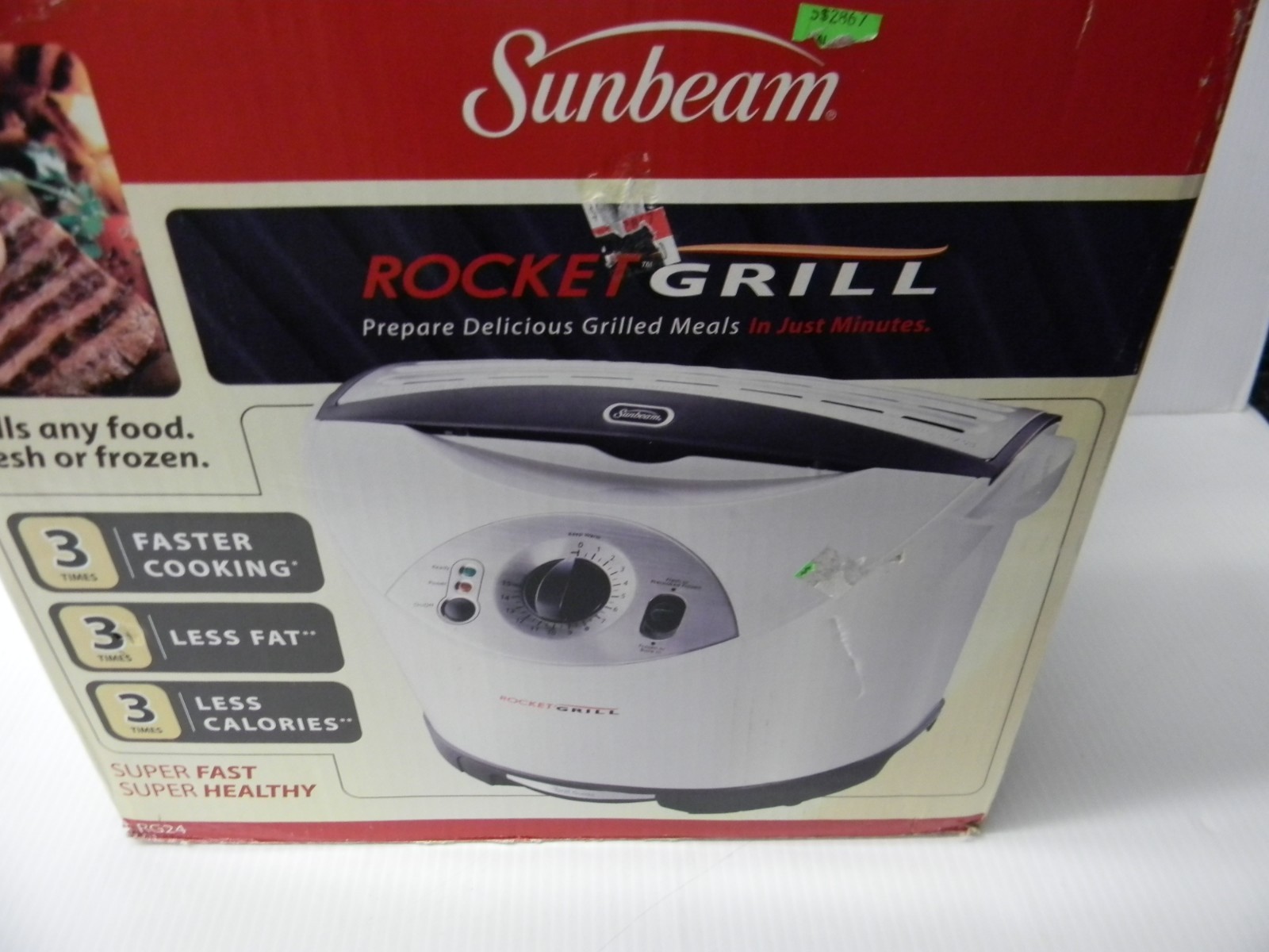 Sunbeam Rocket Grill Model RG24 “Grill Fresh Or Frozen Food In Minutes” White