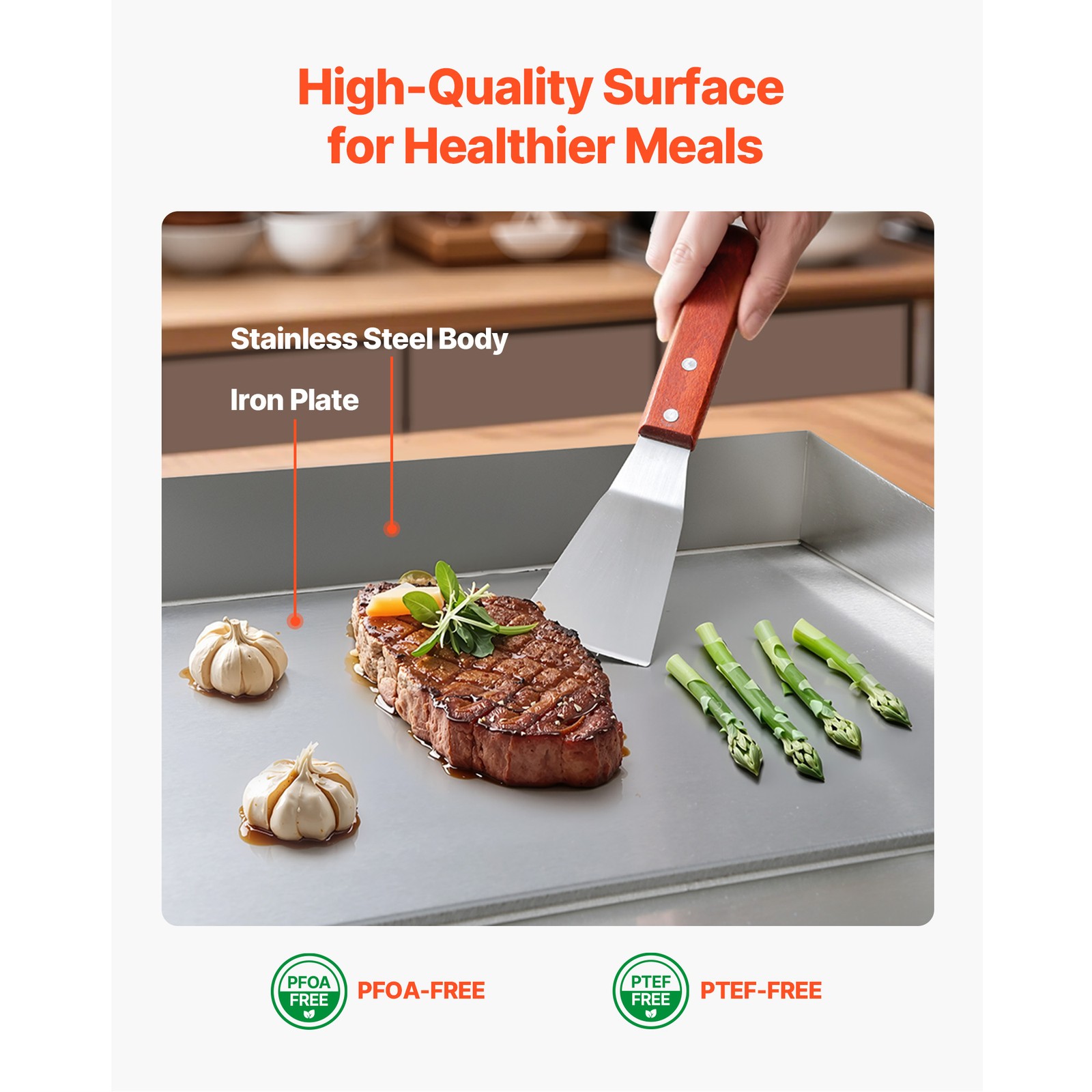 Uimoso Commercial Electric Flat Top Griddle Grill 28.54 x 15.75in (No Plug)
