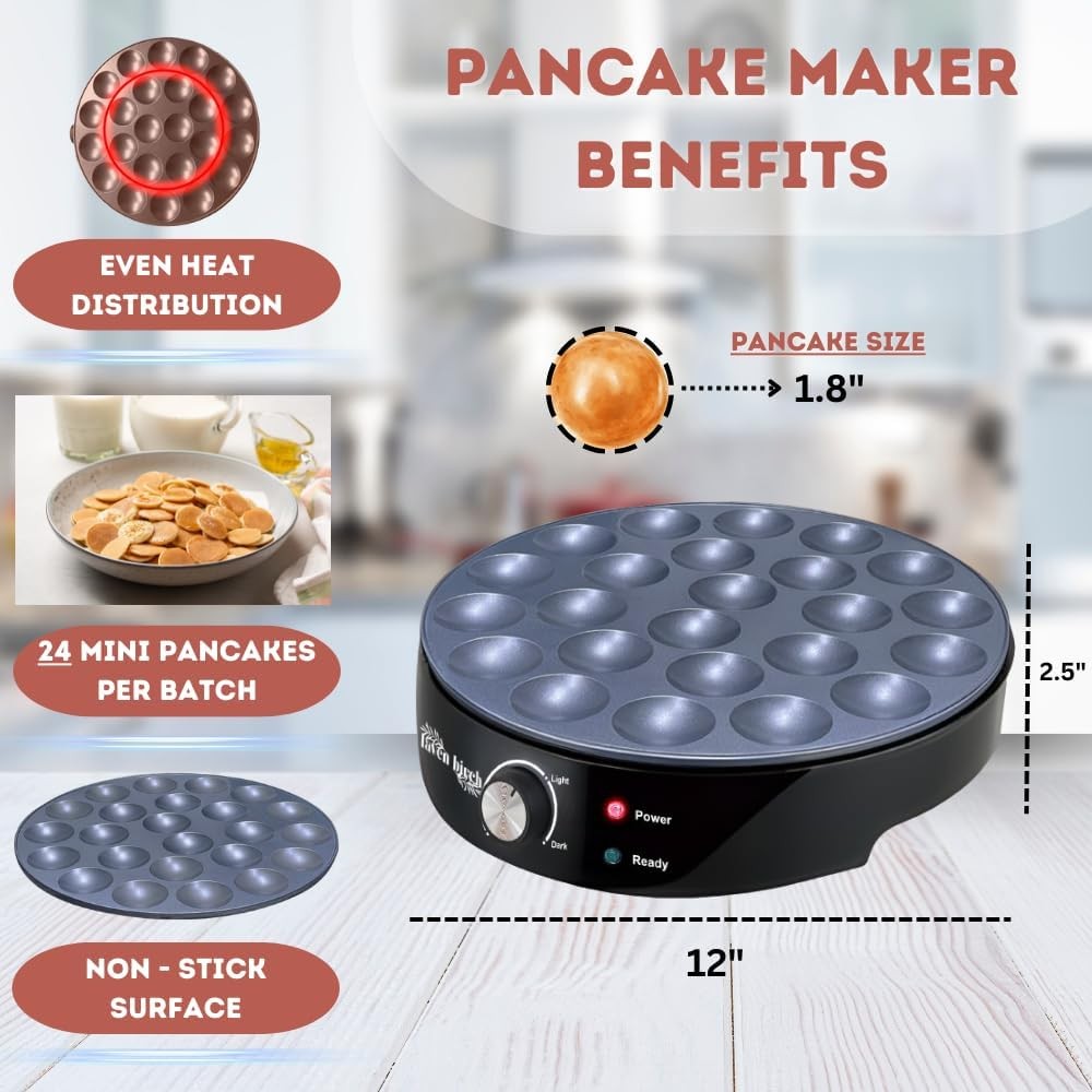 24PCS Mini Pancake Maker Machine Nonstick Electric Dutch Pancakes Griddle