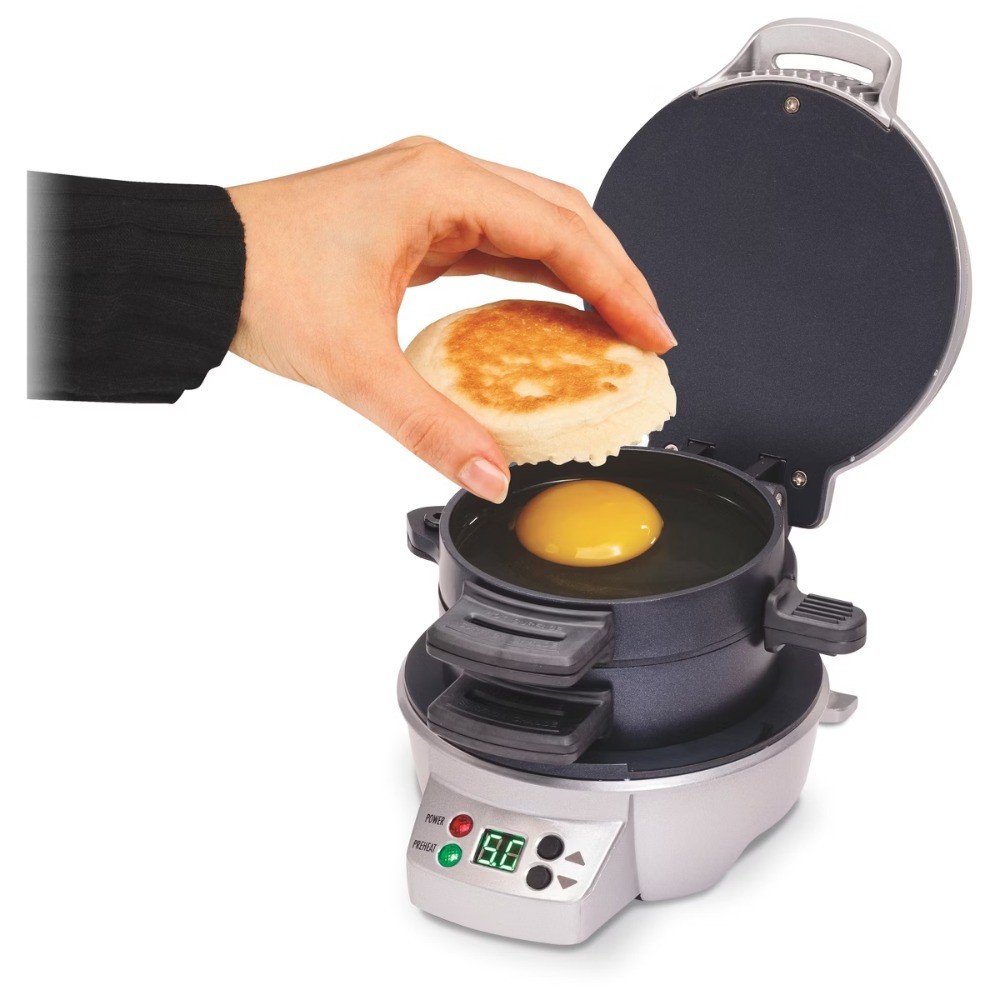 Beach Breakfast Sandwich Maker with Timer – Dark Gray