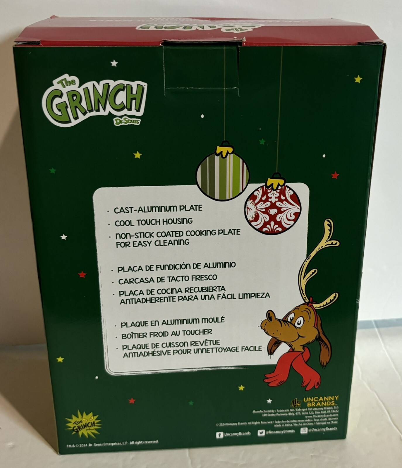 Dr. Seuss The Grinch Red Uncanny Grilled Cheese Panini Sandwich Maker New in Box