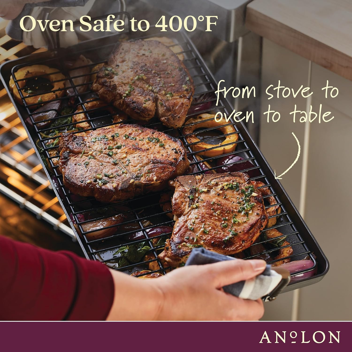 Advanced Home Hard Anodized Nonstick Double Burner Griddle/Grill Pan with Roasti