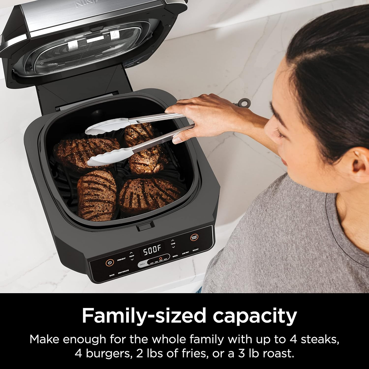 EG201 Foodi 6-In-1 Indoor Grill with Air Fry, Roast, Bake, Broil, & Dehydrate, 2