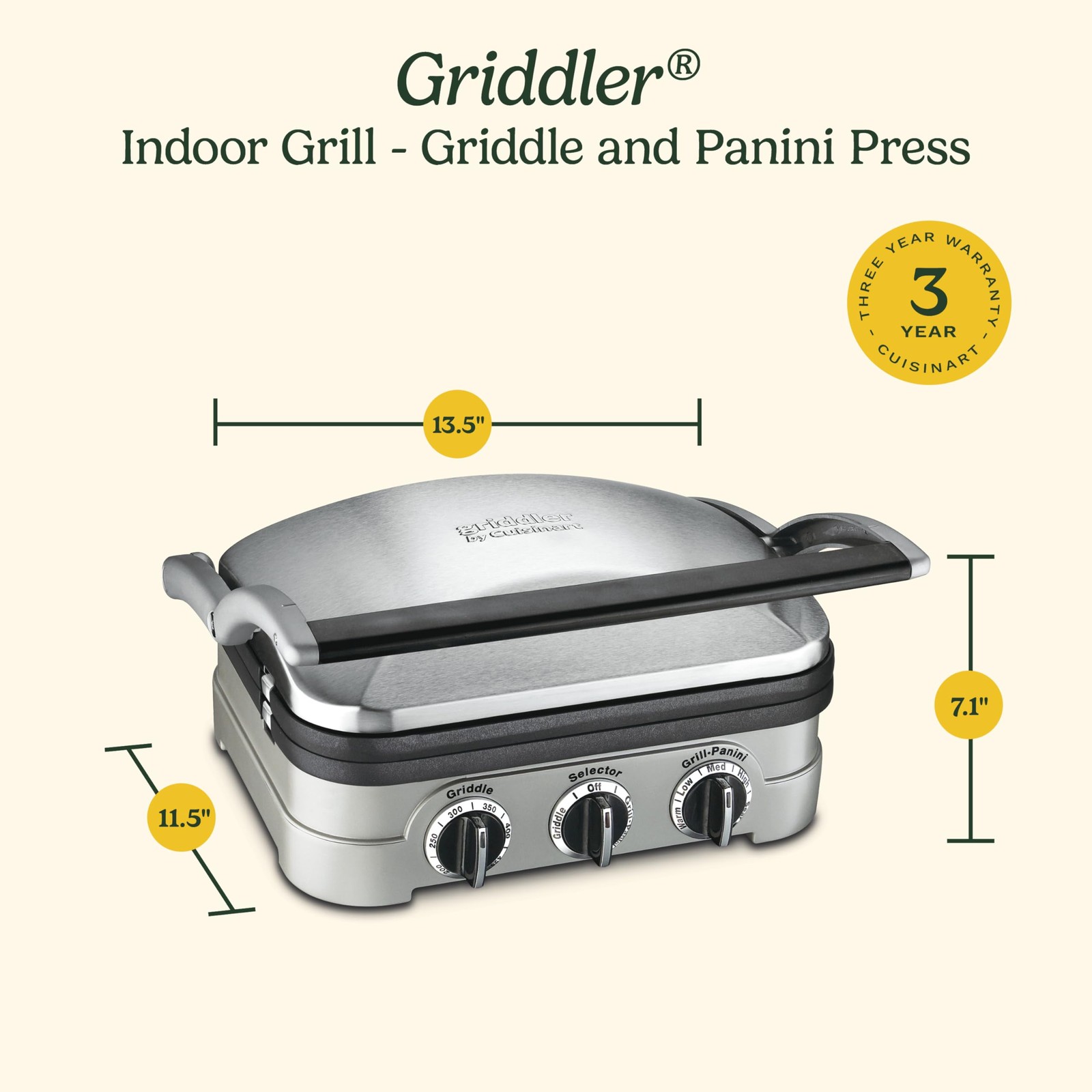 Cuisinart Griddler Indoor Grill, Panini Press, Sandwich Maker & More, 5in1 Gr…