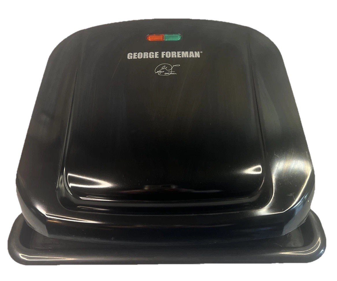 George Foreman 4-Serving Removable Plate Grill Panini Press Black Tested Works