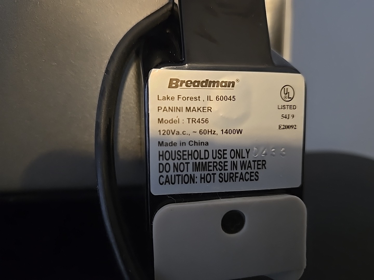 Breadman Panini Maker / Grill Non-Stick Sandwich Griddle TR456 TESTED