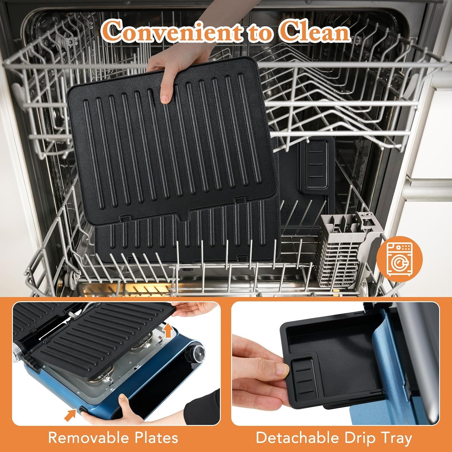 Panini Press 1200W Sandwich Maker W/ LED Touch Panel Non-Stick Coated Plates &