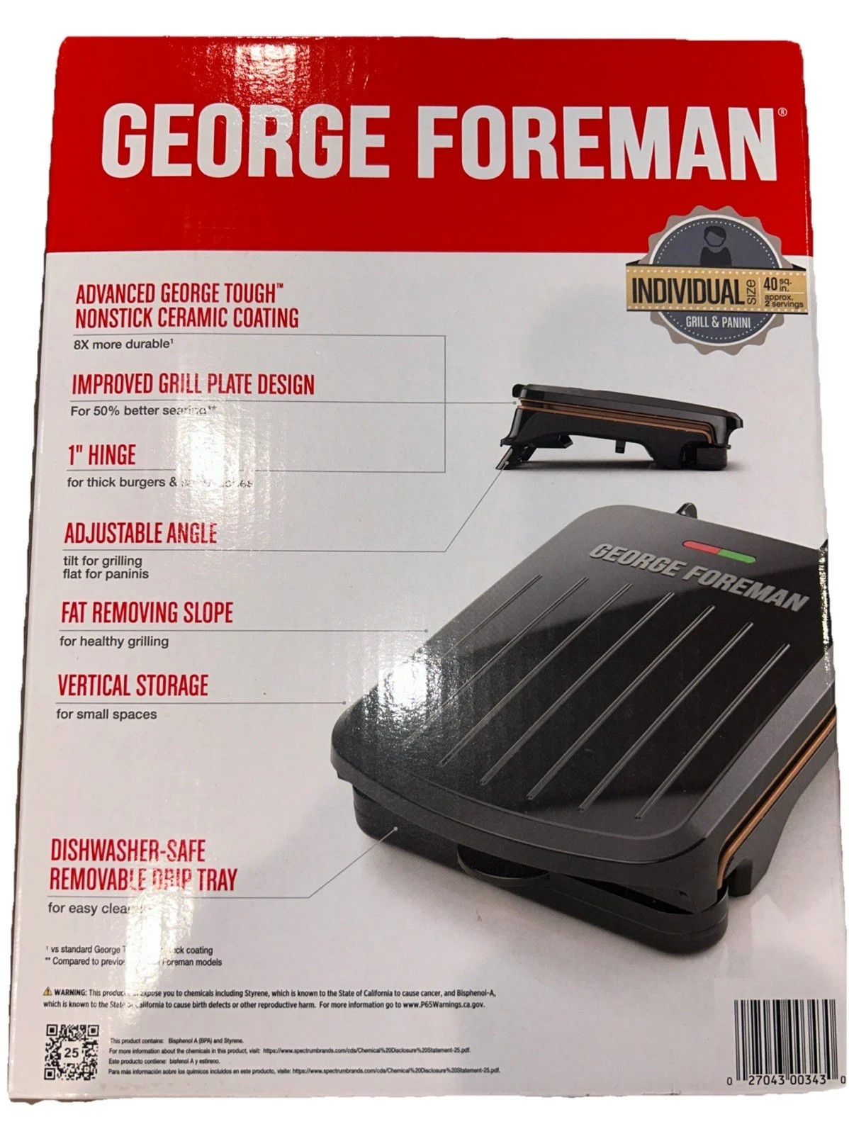 George Foreman GR012F-1TG: 2 Serving Contact Grill – Bronze & Black