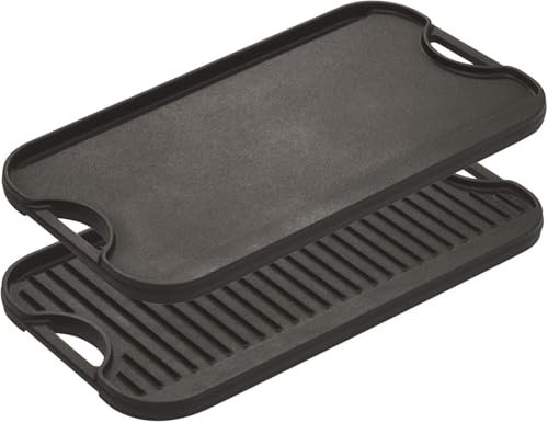 Reversible Cast Iron Grill/Griddle – Dual-Sided Non-Toxic Cookware – 20″x10.5
