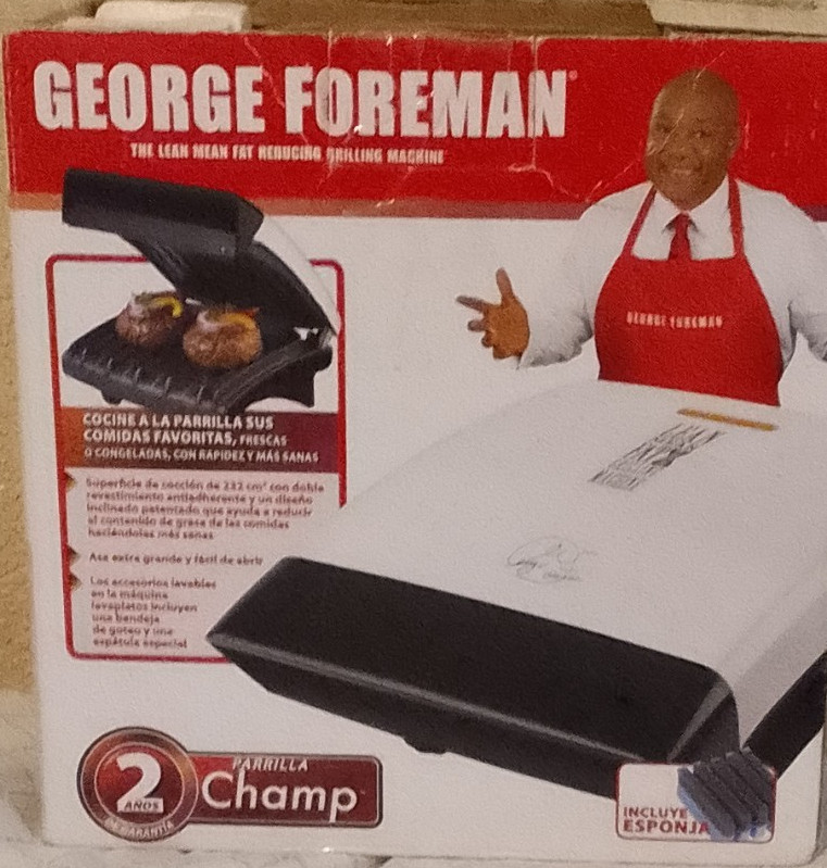 George Foreman Champ Electric Grill Portable Grill Machine White Meat Vegetables