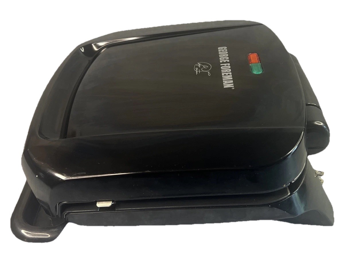 George Foreman 4-Serving Removable Plate Grill Panini Press Black Tested Works