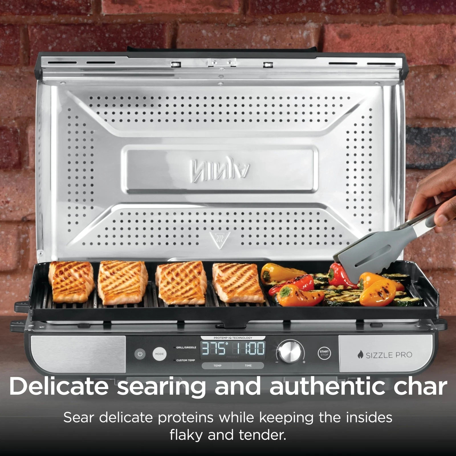 Ninja Sizzle Pro XL 20-Inch Indoor Griddle + Grill, Detachable Ventilated Lid…