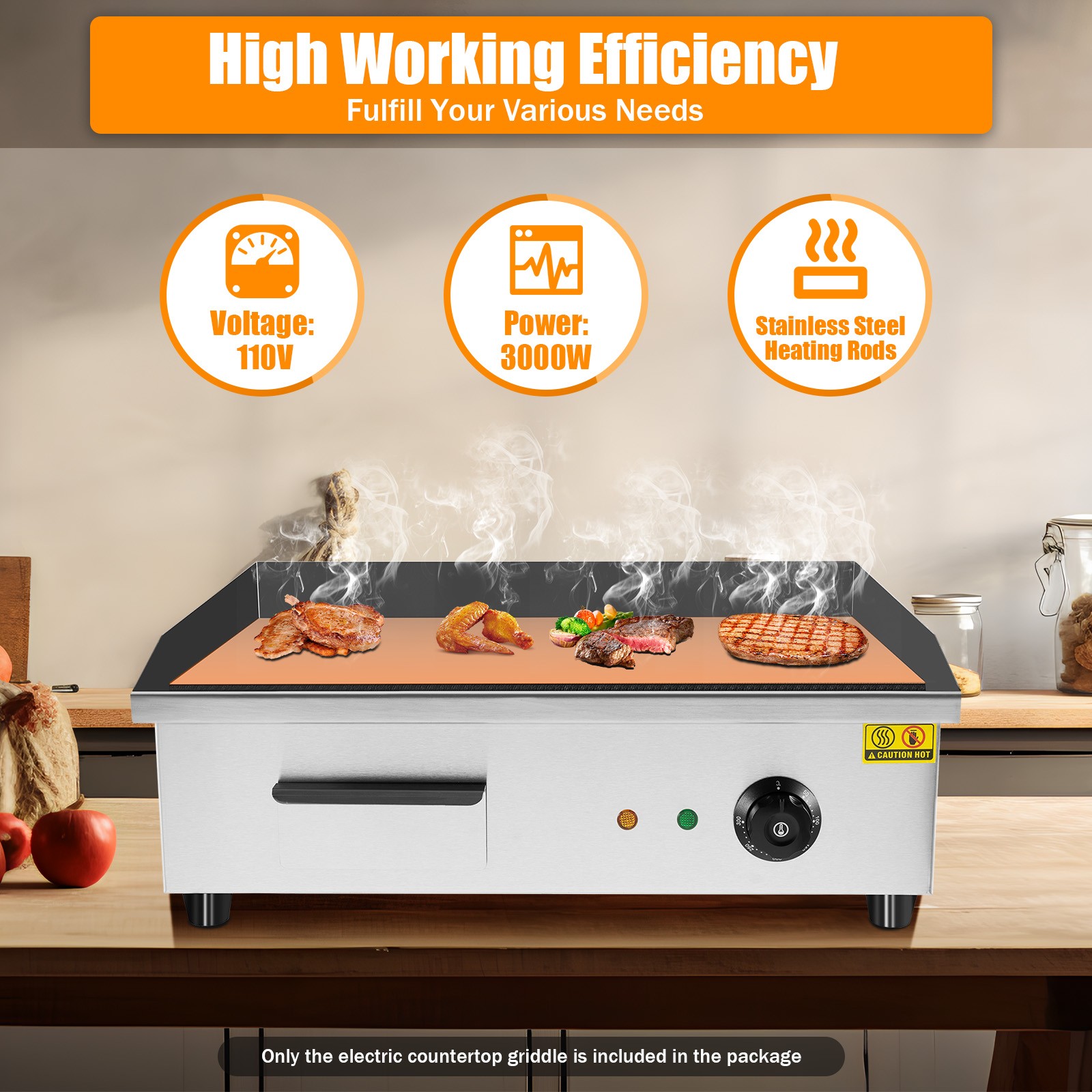 Commercial Electric Countertop Griddle Restaurant Kitchen Flat Top Grill BBQ