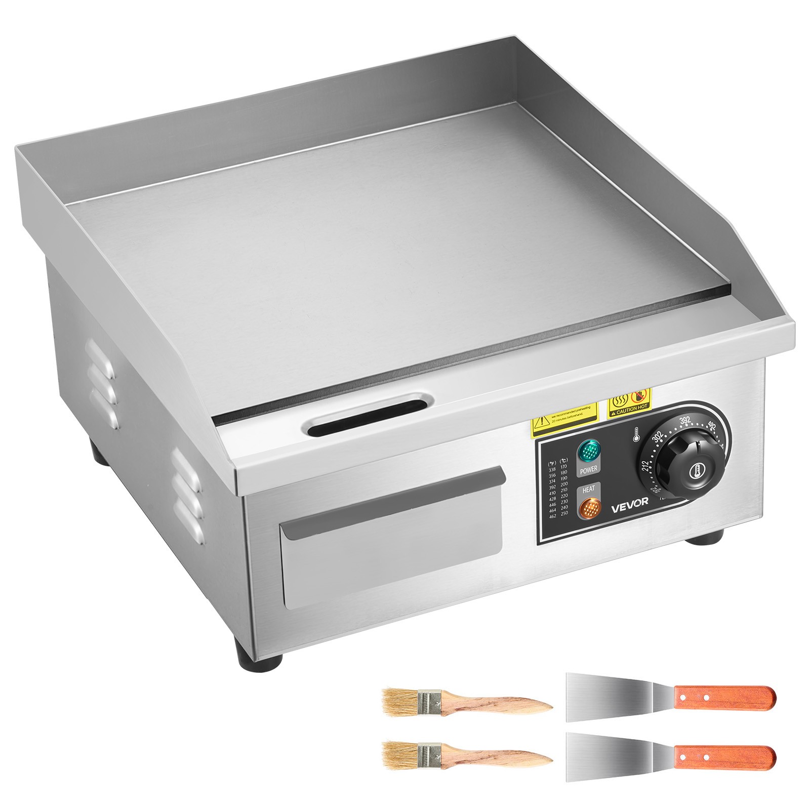 VEVOR 14″ Commercial Electric Griddle Countertop Flat Top Grill 1750W 122-570°F