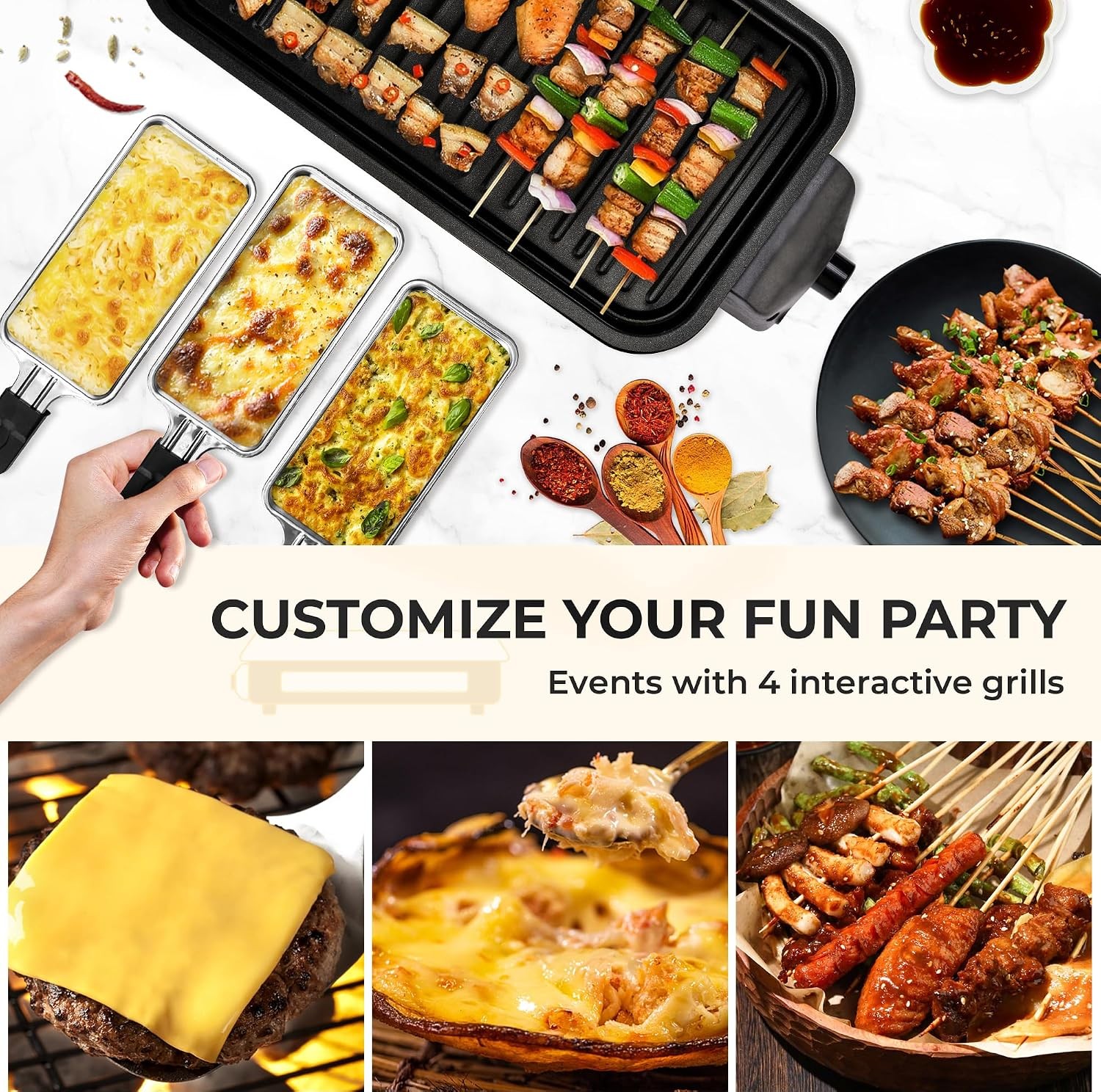 2 in1 Electric Indoor Grills Kitchen Smokeless Grill Net Cooking Removable Plate