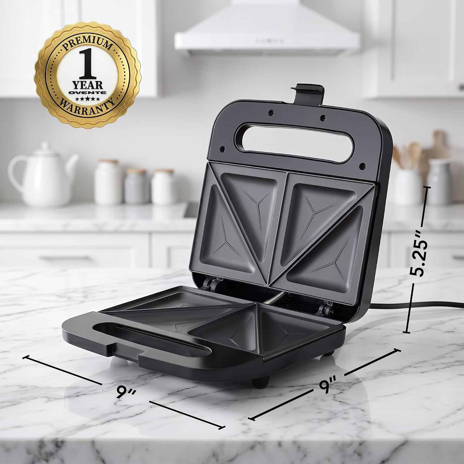 750W Electric Sandwich Maker with Non-Stick Plates for Quick Meals & Snacks