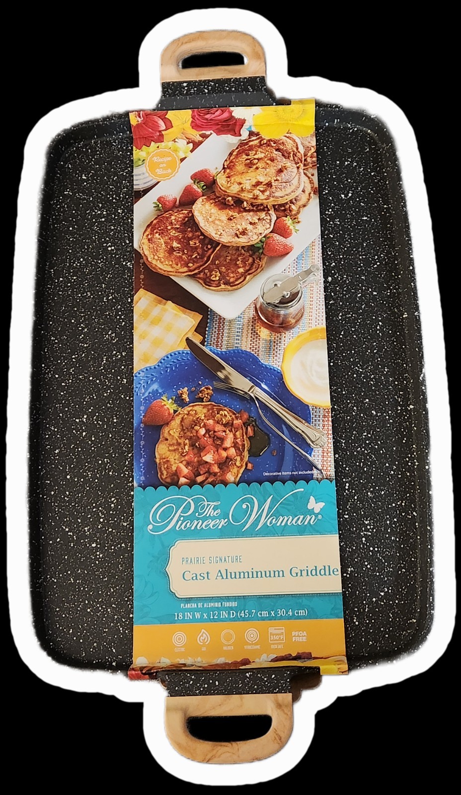 The Pioneer Woman Prairie Signature Nonstick Double Griddle Cast Aluminum 12×18″